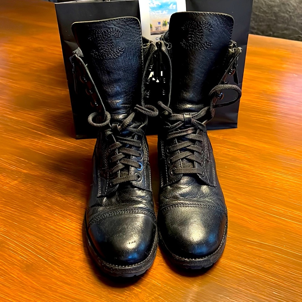 Chanel Black Combat Boots
